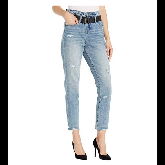belted high rise jeans
